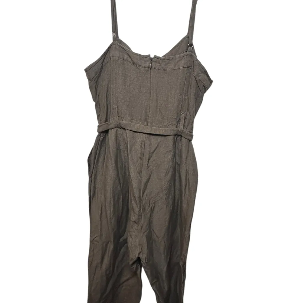 Rails Harper‎ Olive Green Jumpsuit Button Front Adjustable Straps Linen Blend - Image 3