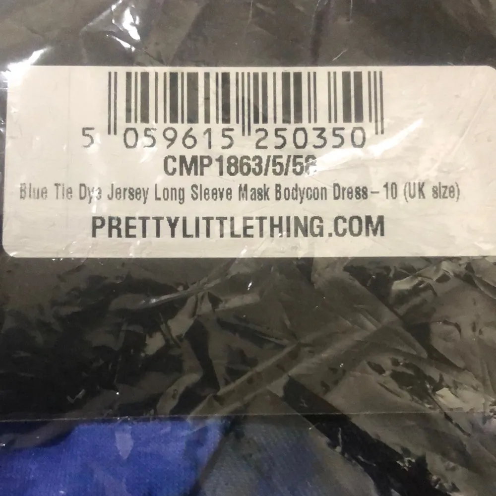 blue tie dye long sleeve mask bodycon dress 10 UK US 6 - Image 2