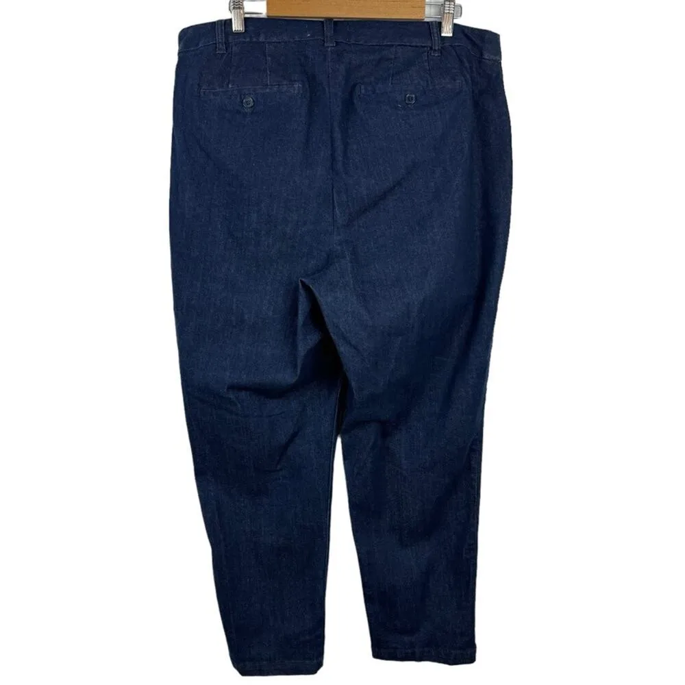 Eloquii Regular Fit Denim Kady Pant Dark Blue Wash Cotton Plus Size 16V - Image 7