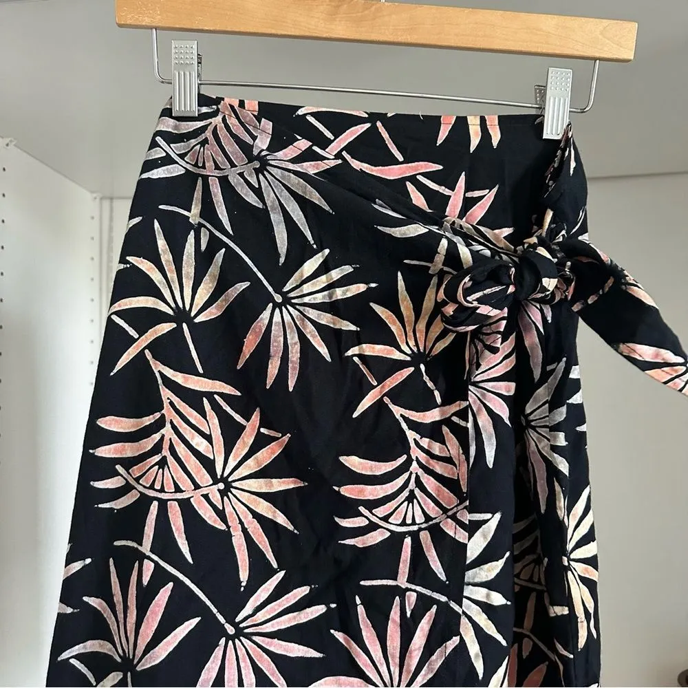 Tropical Earth Tones Island Wear Beachy Sarong Wrap Short Skirt Beach Coverup OS Black Size undefined - Image 2