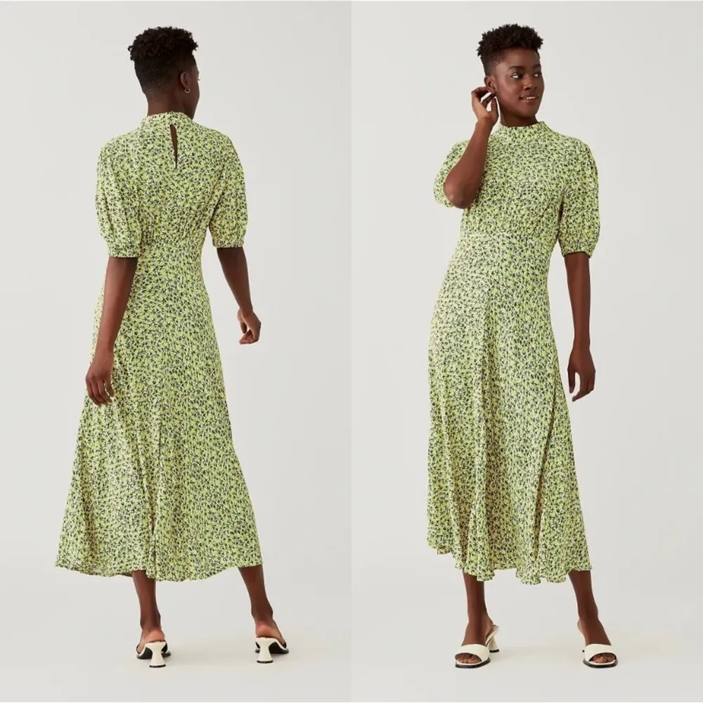 Ghost London • Luella Dress midi puff sleeve Sophie leaf print rayon Size XS - Image 14