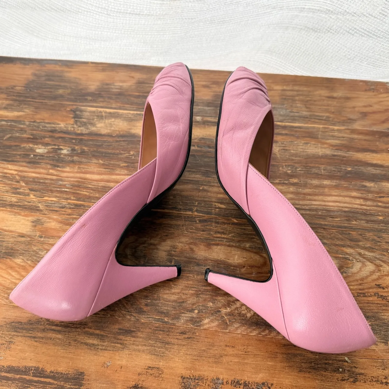70s 80s Vintage Disco RODAN Purple Leather Peep Toe Heels Size 37 7 Italy Pink - Image 6