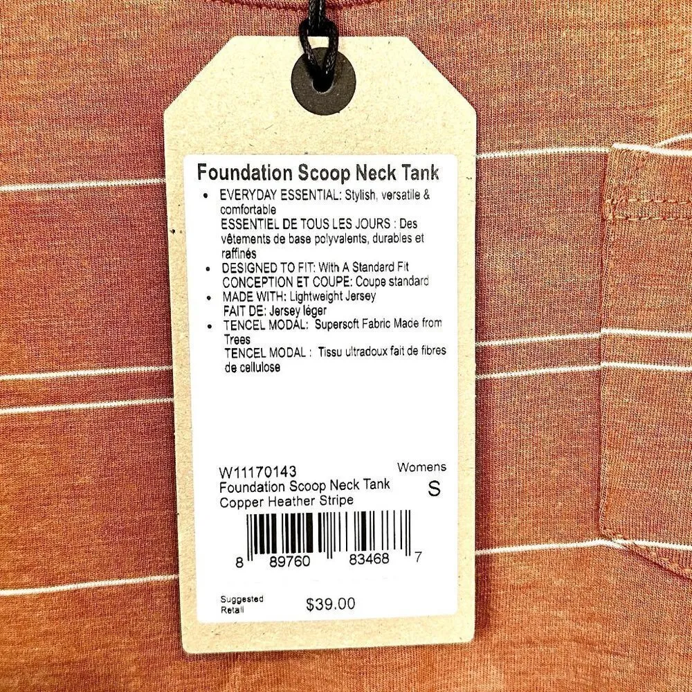 NWT Prana Foundation Scoop Neck Tank in Copper Heather Stripe - Size Small - Image 3