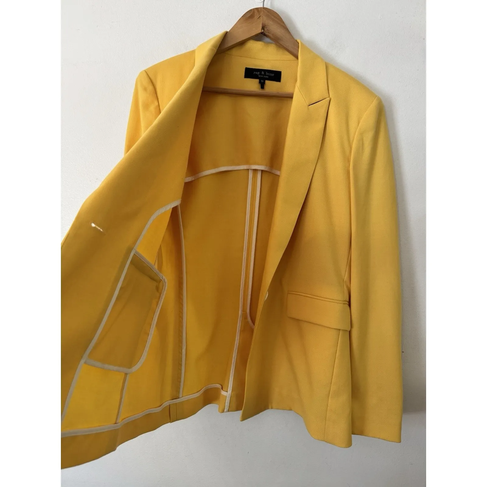 Rag & Bone Bonnie Wool Blend Yellow Blazer Jacket Size 10 - Image 4