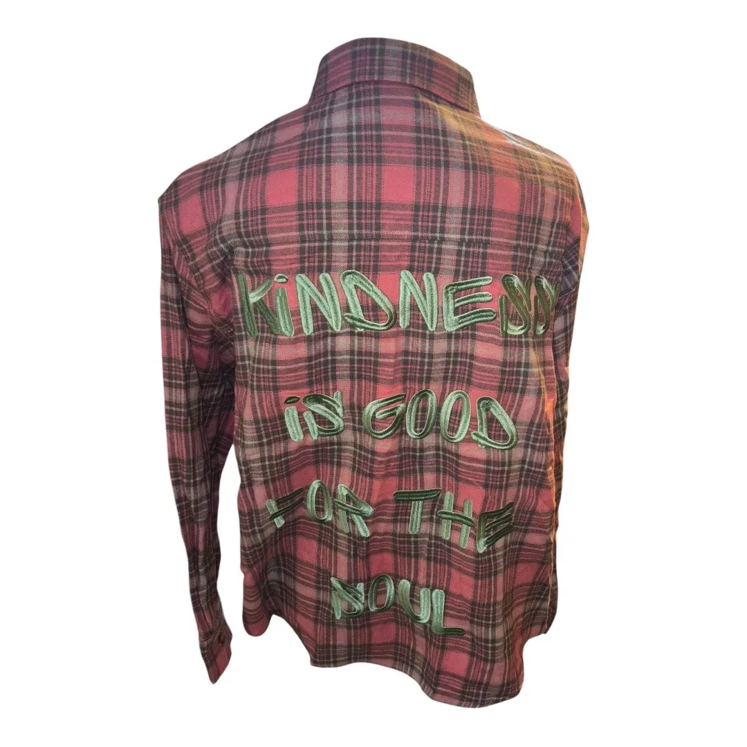 SHEIN Pink Flannel Long Sleeve Button Down Size S - Image 2