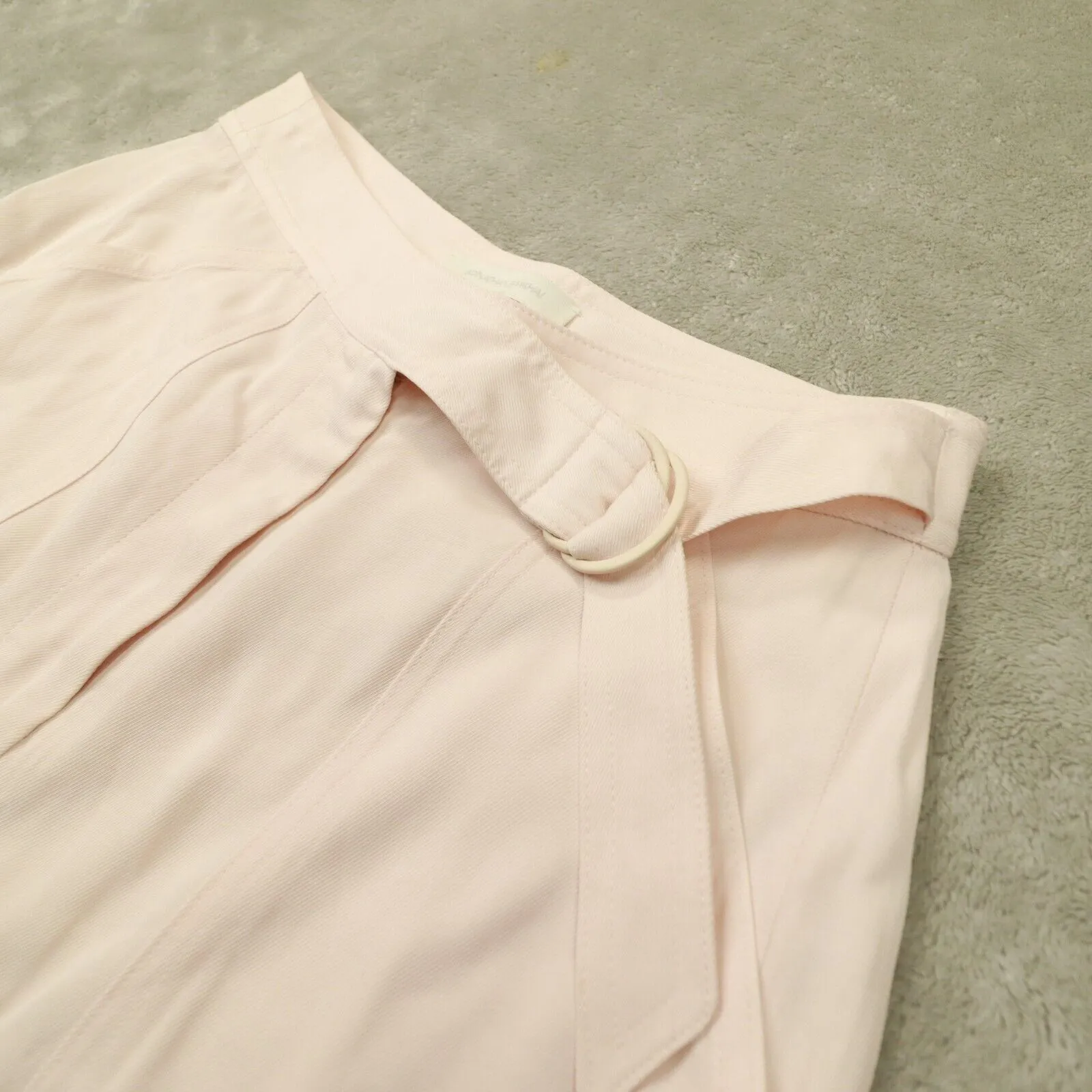JONATHAN SIMKHAI Pale Pink Cargo Structured Satin Belted Utility Pants‎ Size 26 - Image 7