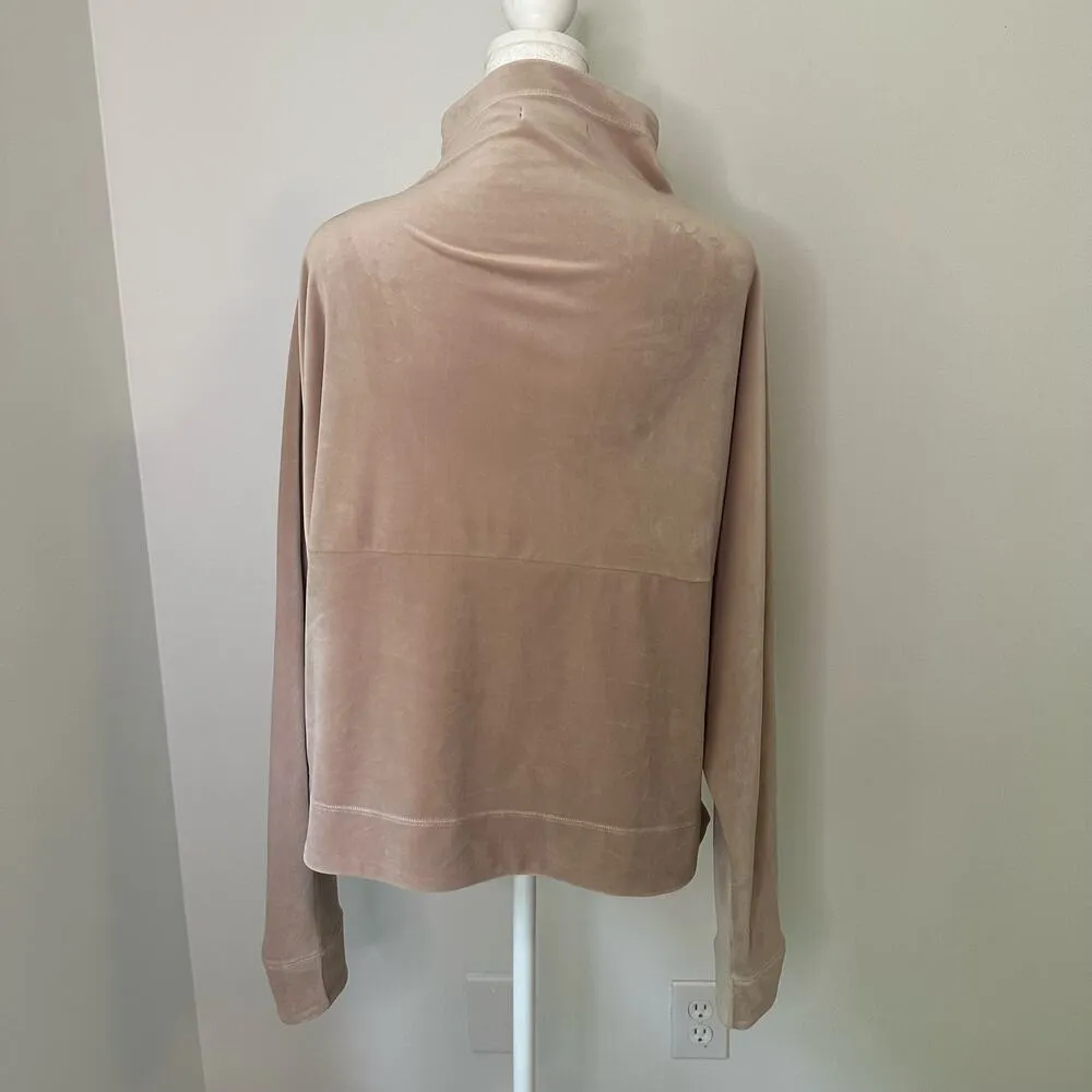 Prana light pink beige velvet long sleeve pullover size M - Image 4
