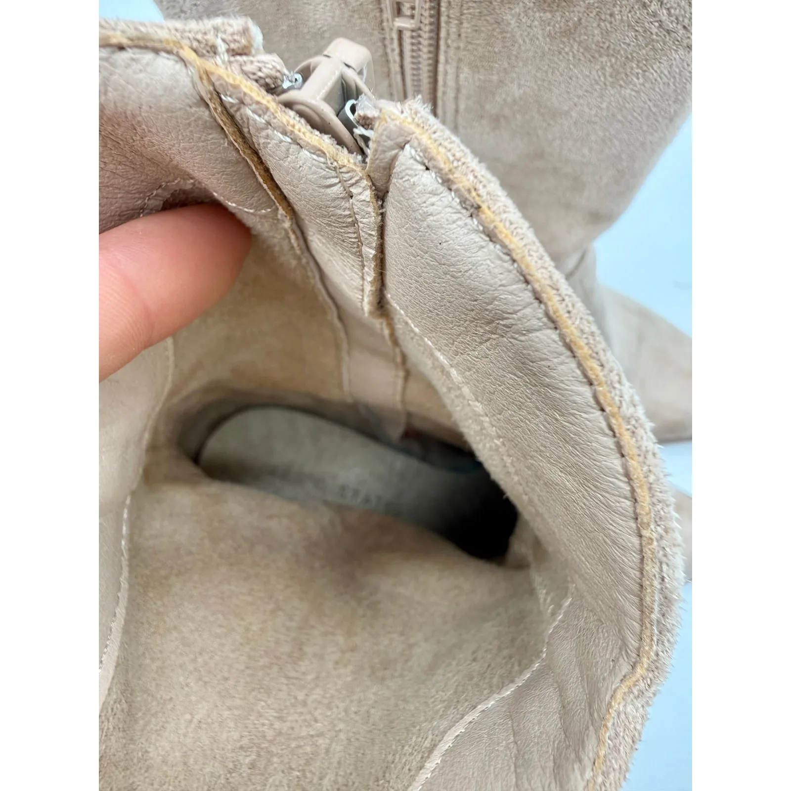 Altar'd State Beige Taupe Vegan Leather Western Point Toe Fringe Boots Women's 6 - Image 6