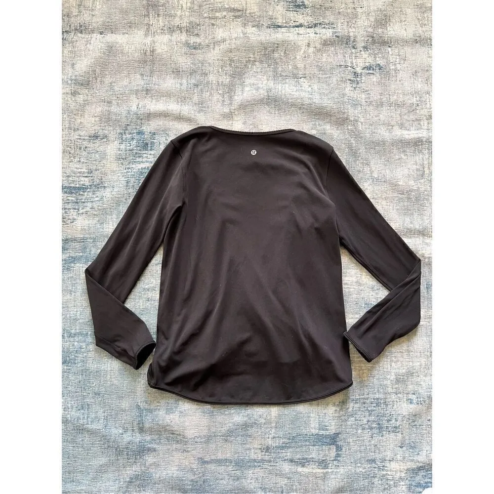 Lululemon Black Full Freedom Long Sleeve Wrap Top Size 8 - Image 9