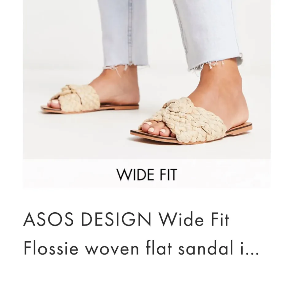 Asos Design Wide Fit Flossie Woven Flat Sandal Natural Color (US WIDE 6) - Image 5