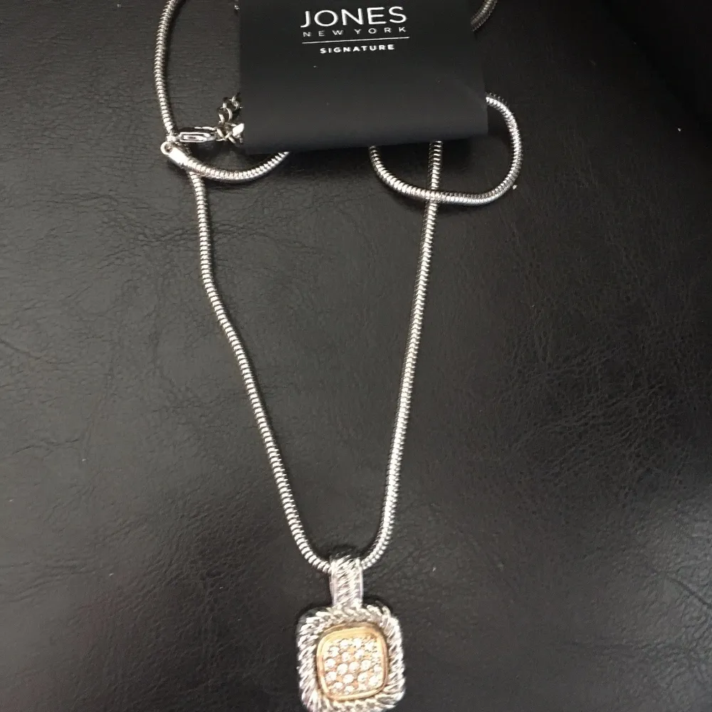 Jones NY Gold & Silver Pave Cryst Pendant Tassels - Image 2