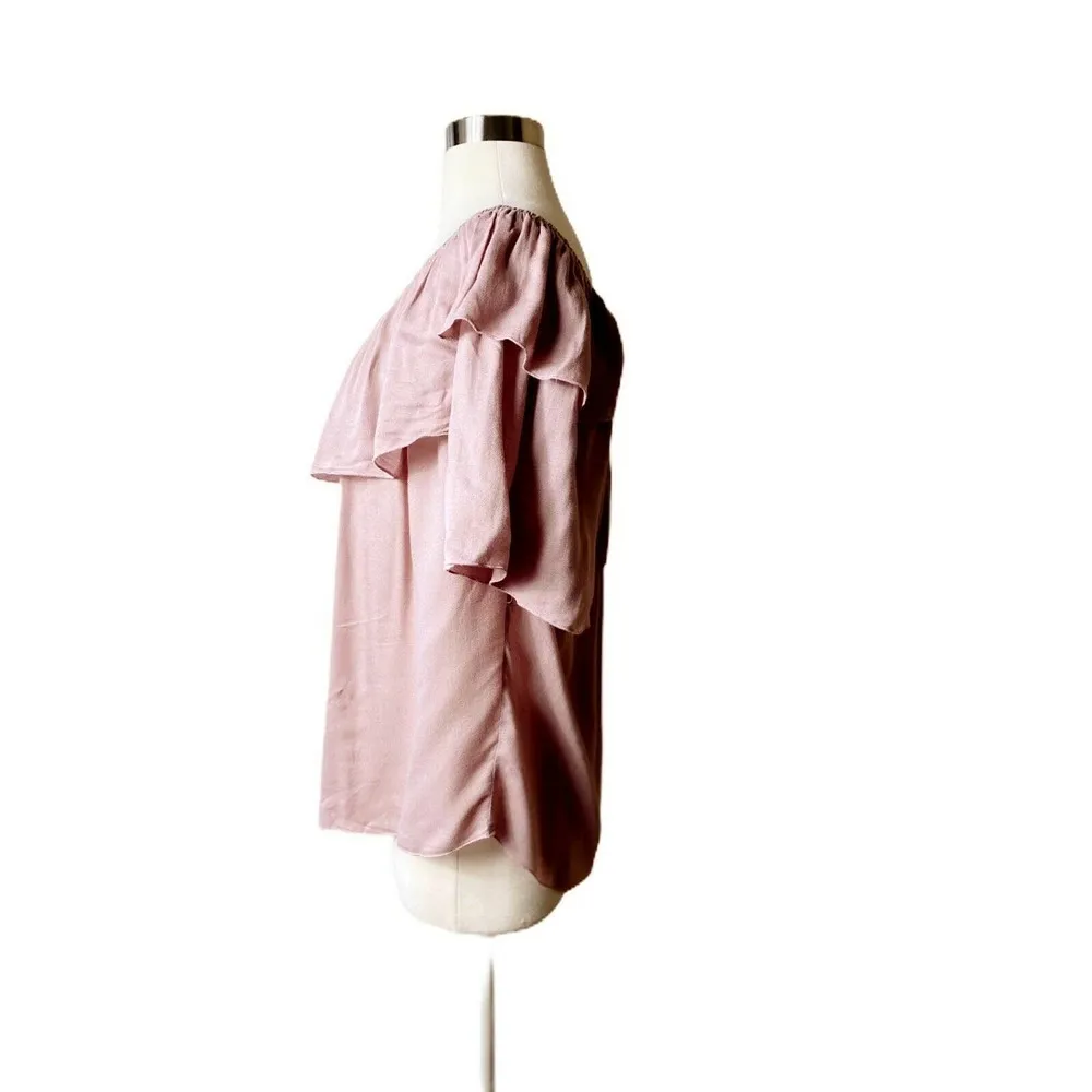 CHASER Blouse Medium Heirloom Gauze Pink Off Shoulder Elbow Sleeves Medium NEW - Image 6