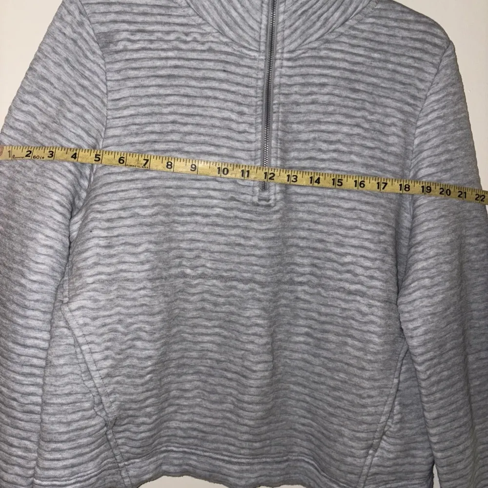 Athleta Ottoman Ribbed Quarter Zip Sweatshirt Light Gray Size M - Image 9