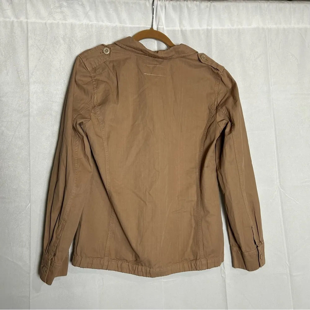 J.Crew  100% Cotton Classic Twill Chino Tan Hidden Button Cargo Jacket Size 8 - Image 2