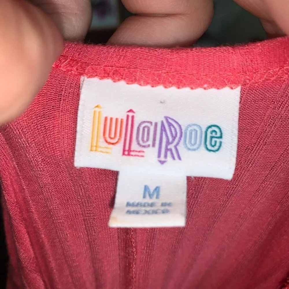 Lularoe ribbed barbiecore pink travel M high low swing dress - Image 3