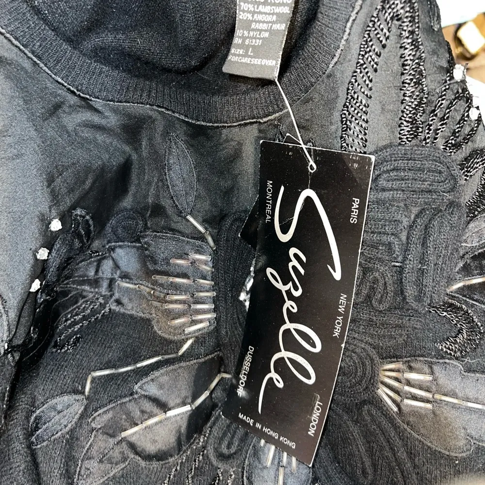 Fabulous *New* Vintage 1980s Suzelle Embellished Angora Sweater! Size L - Image 6