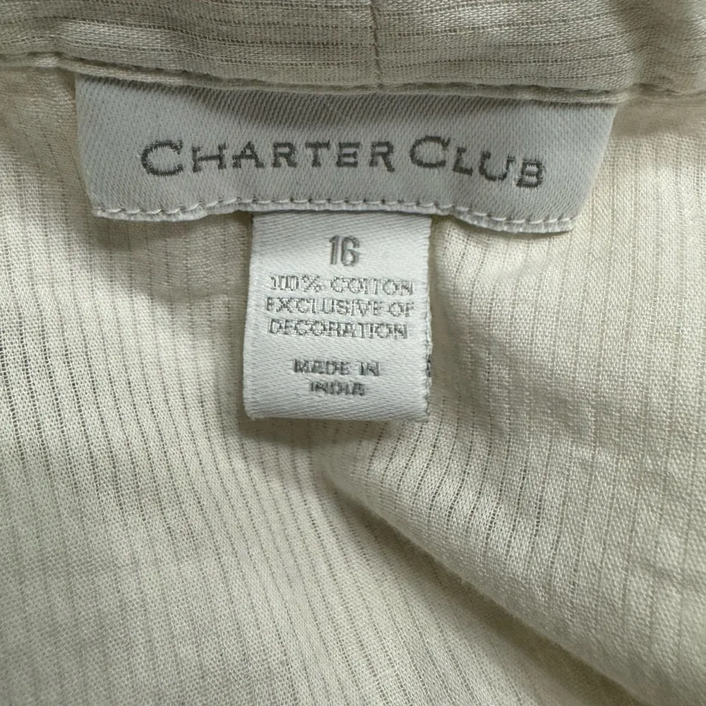 Charter Club Swim Women’s White and Gold Vneck Beach/Pool Coverup Size 16 - Image 3