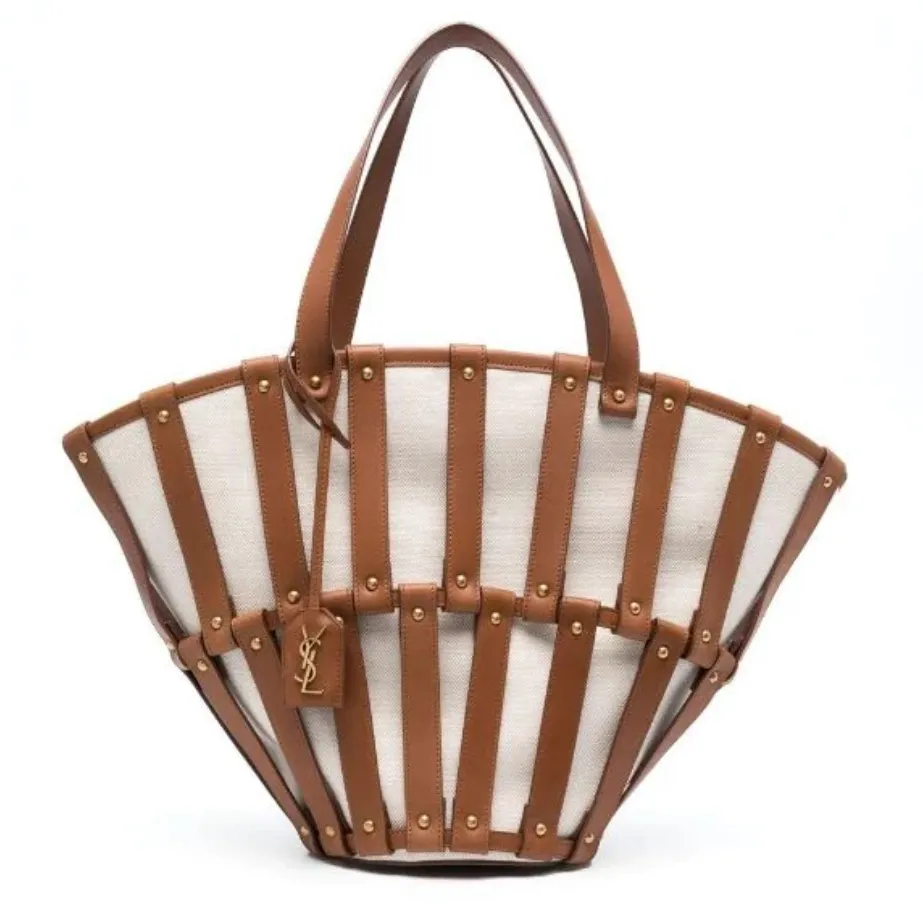 YSL Saint Laurent Authentic Panier Basket Tote Bag in Brown - Image 2