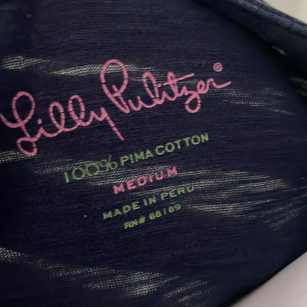 Lilly Pulitzer Navy 3/4 sleeve cotton shirt - Image 7