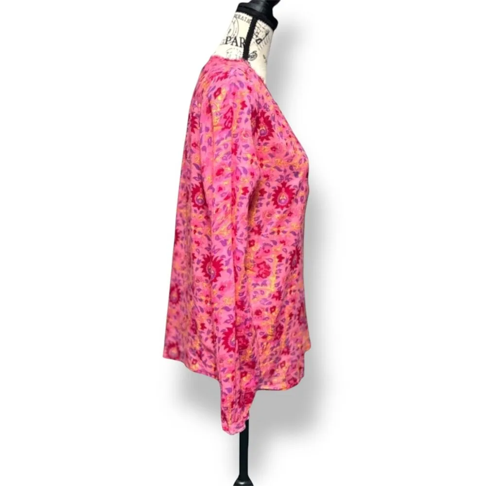 Scotch & Soda Women's S Pink Floral Button Down Long Sleeve Blouse Boho Festival - Image 9