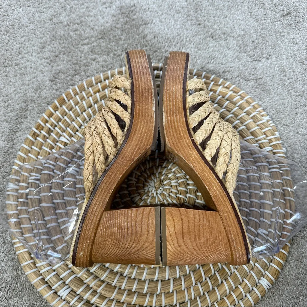 Xhilaration Women’s Vintage Y2K 90s Chunky Raffia Straw Sandals Block Heel Tan 9 - Image 7