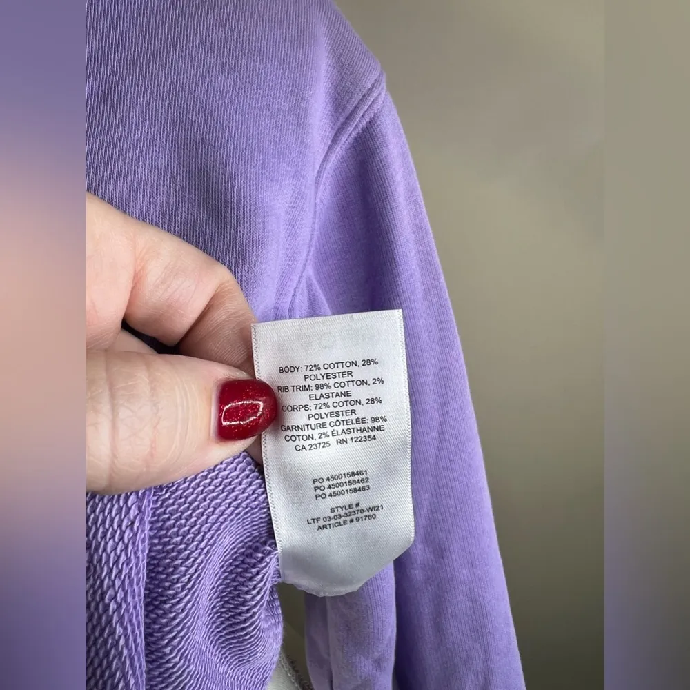 Aritzia TNA airy perfect fleece crop sweatshirt XS Purple - Image 5