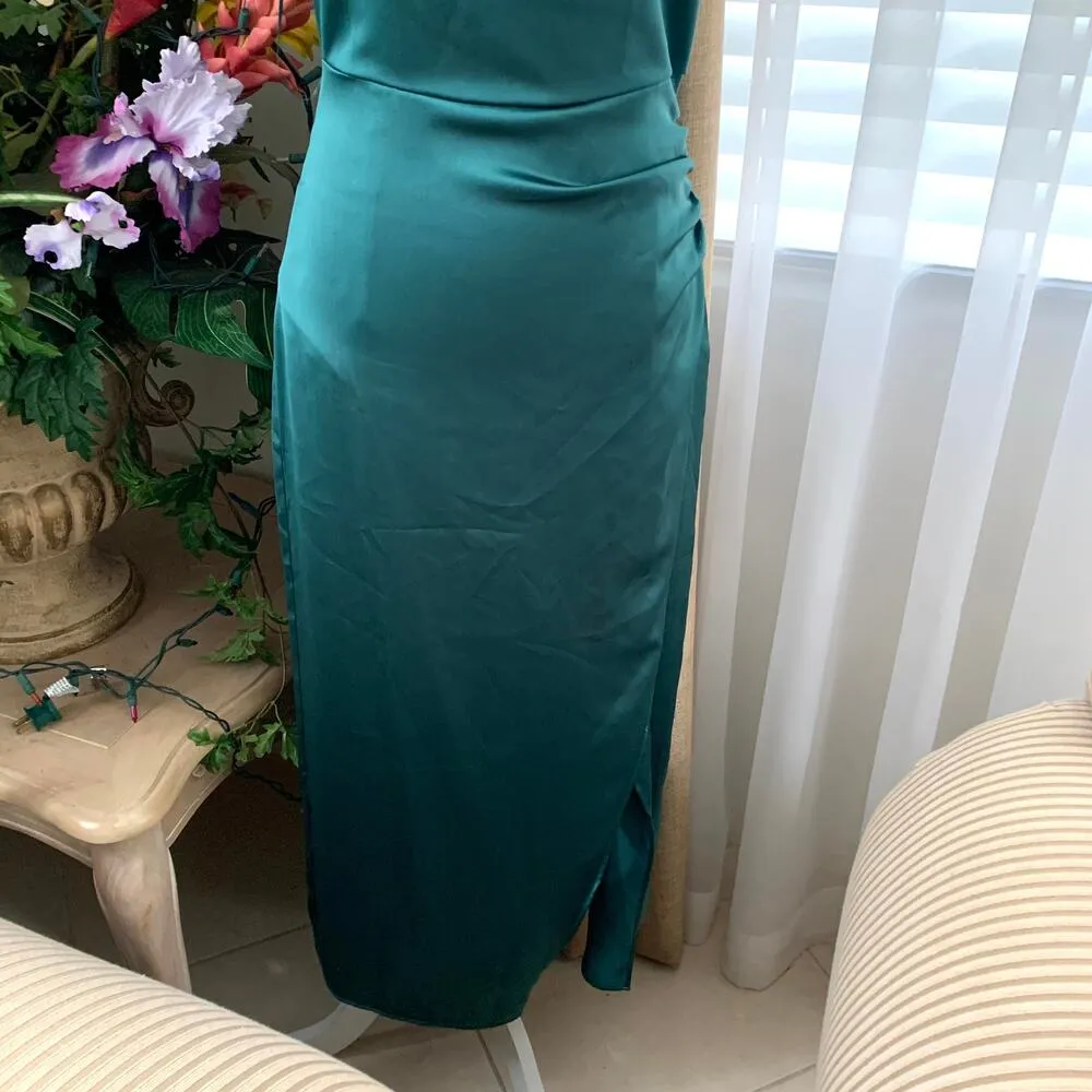 Zara SATIN LINGERIE STYLE DRESS in Duck Blue - Image 9