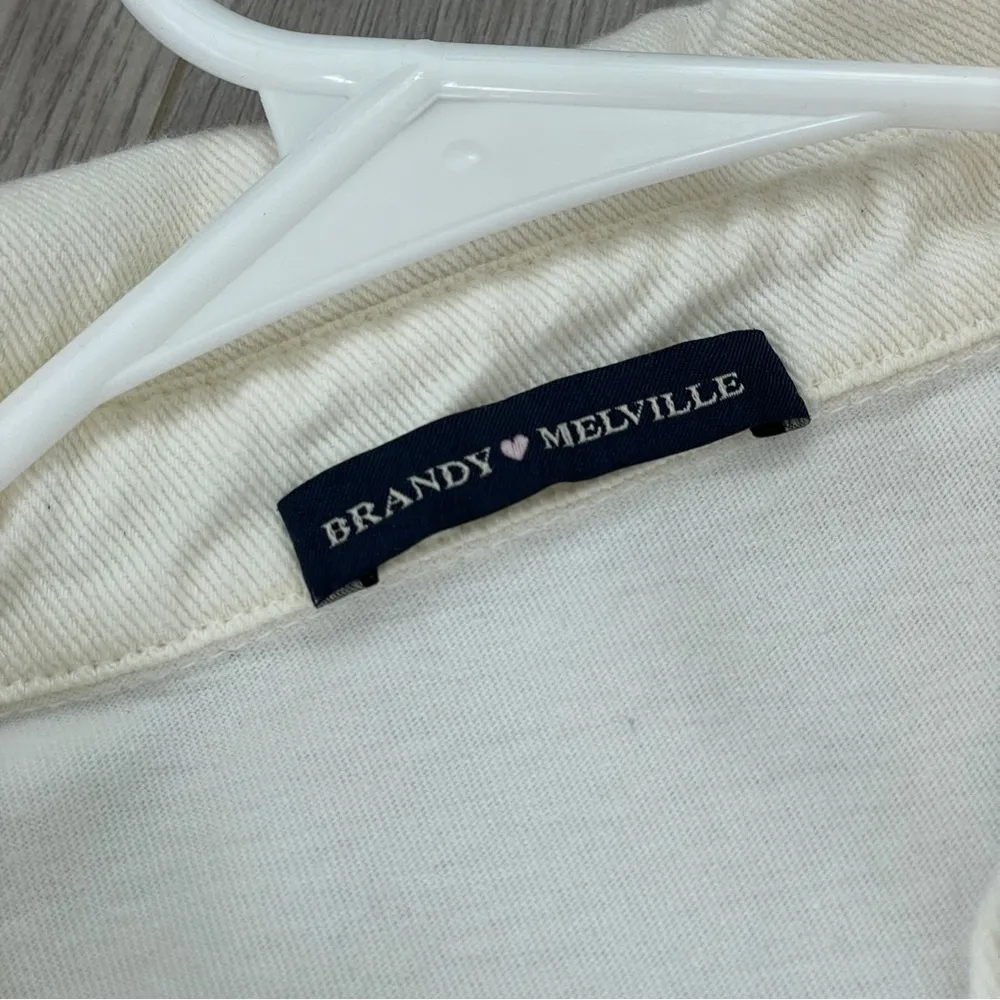 Brandy Melville Polo Shirt Cropped Cream womens (one size) sporty preppy school - Image 3