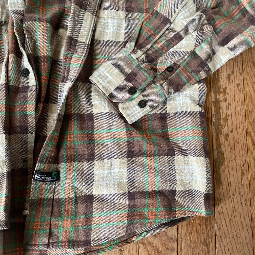 brown and cream orange tan green plaid jacket shirt Size M - Image 5