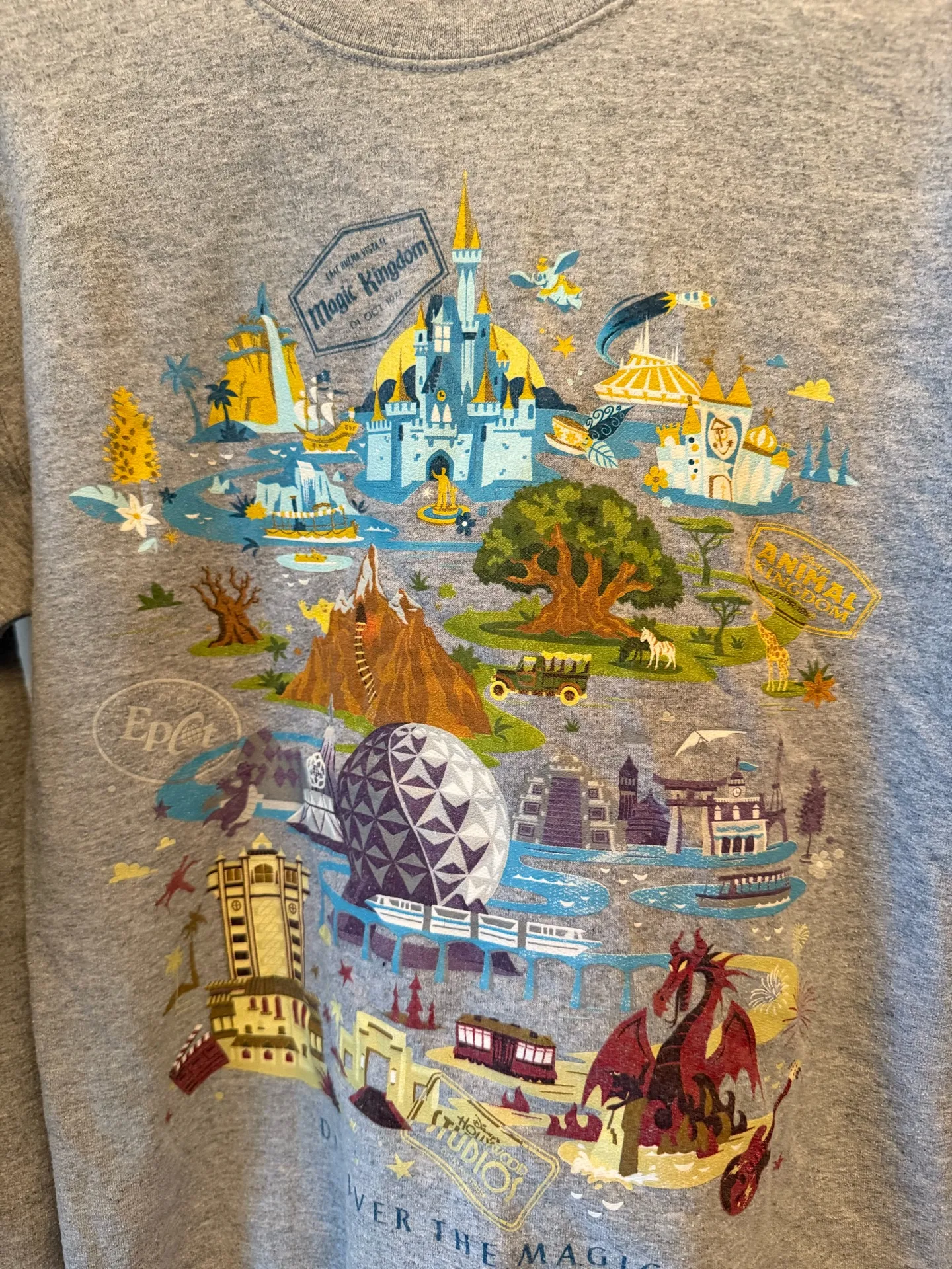 Walt Disney World Parks Sweatshirt Gray Small Magic Kingdom Epcot - Image 2
