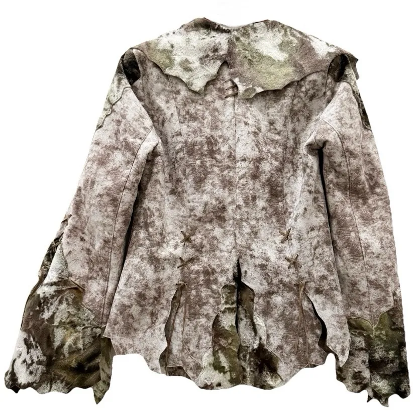 Vintage Unbranded Green & Taupe Cow Print Suede feel Fabric Boho Festival Jacket Size undefined - Image 9