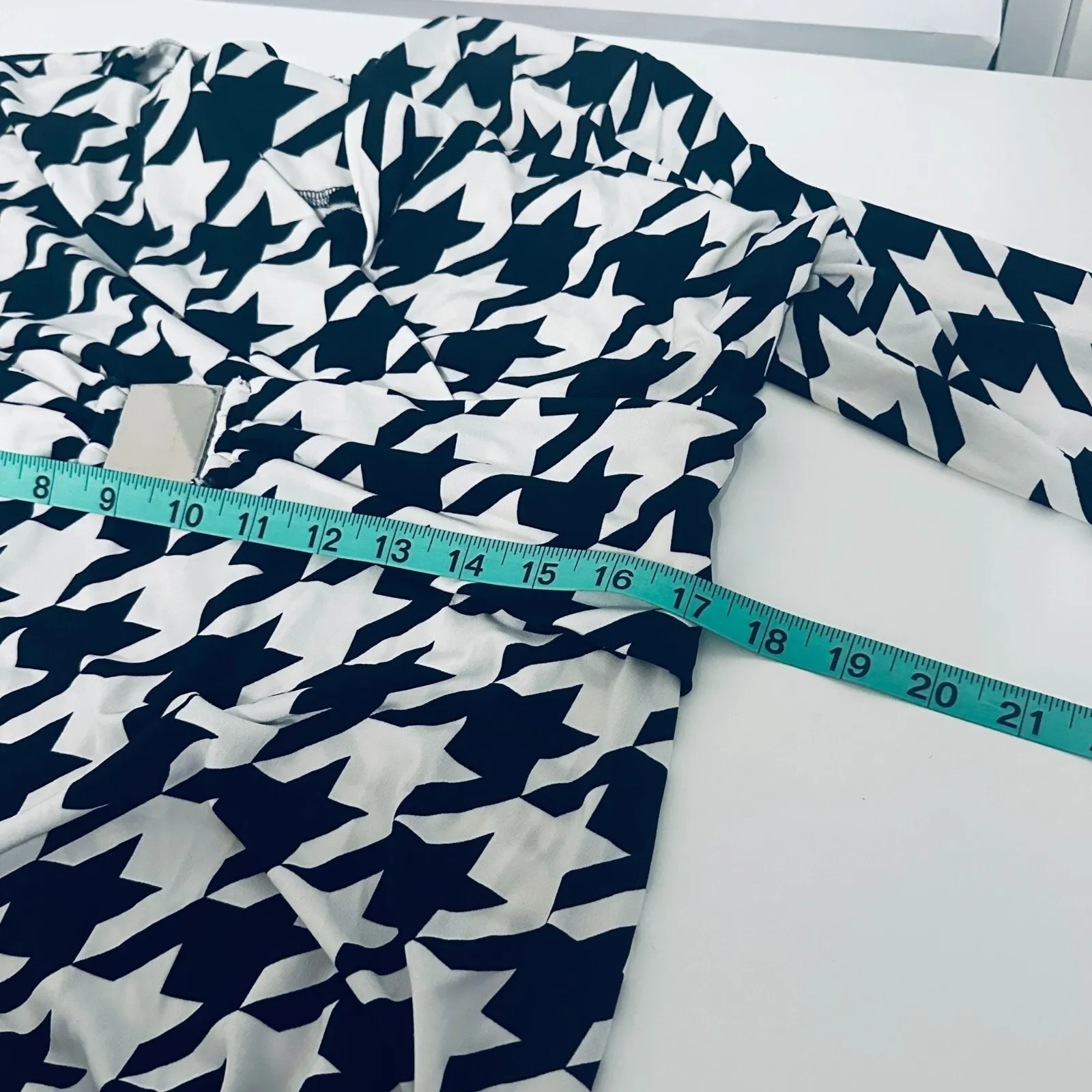 Ellen Tracy Career Office Siren Dress Size 14 Stretch Knit Houndstooth‎ Mob Wife - Image 6