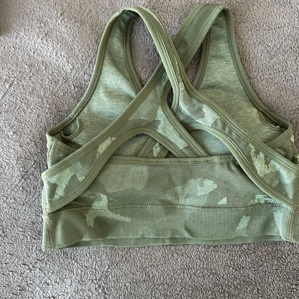 Gymshark Olive Camo Sports Bra - Image 2