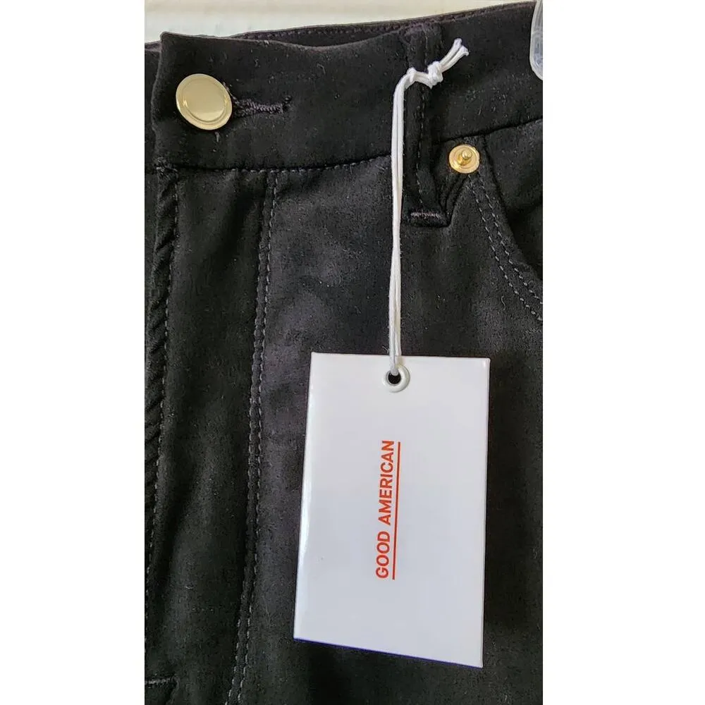 Good American Good Legs Black Faux Suede High Rise Pants 15/33 NEW - Image 6