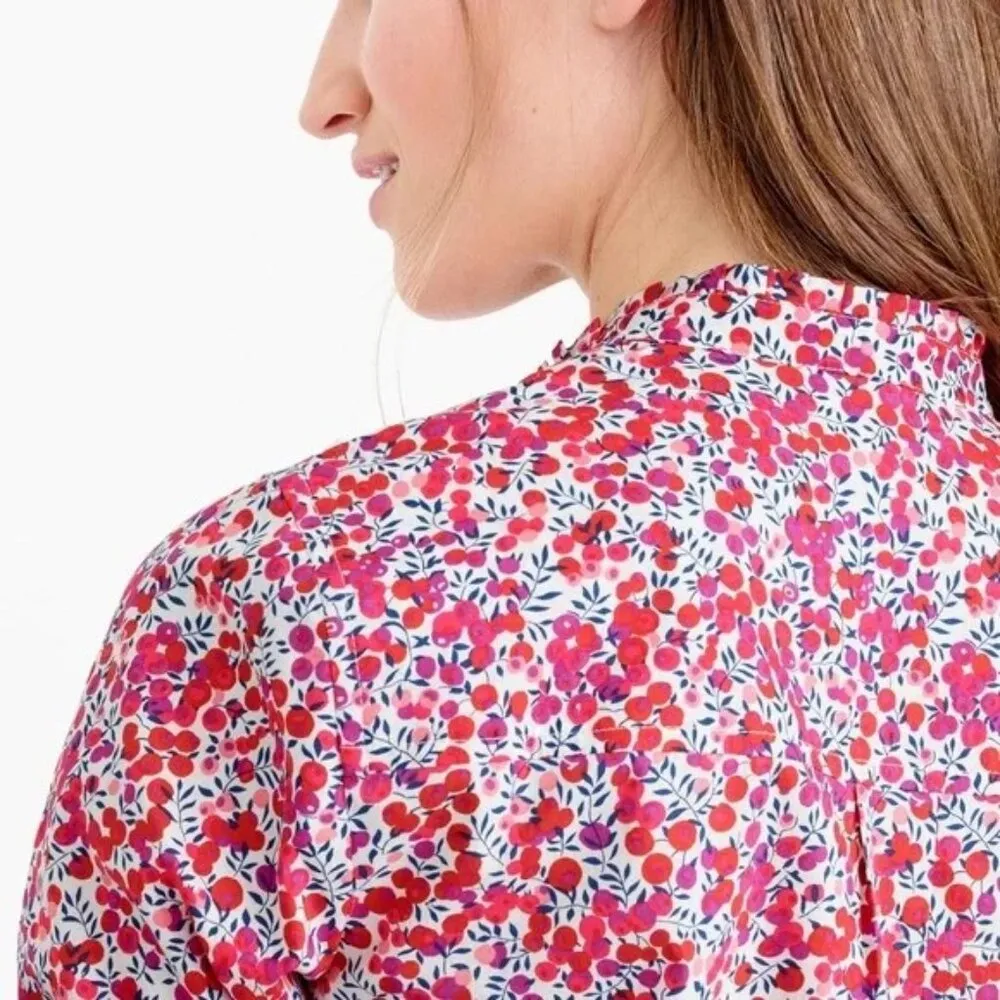 💕J. CREW x LIBERTY LONDON💕 Ruffle Popover Blouse ~ Wiltshire Red Berry 4 - Image 3
