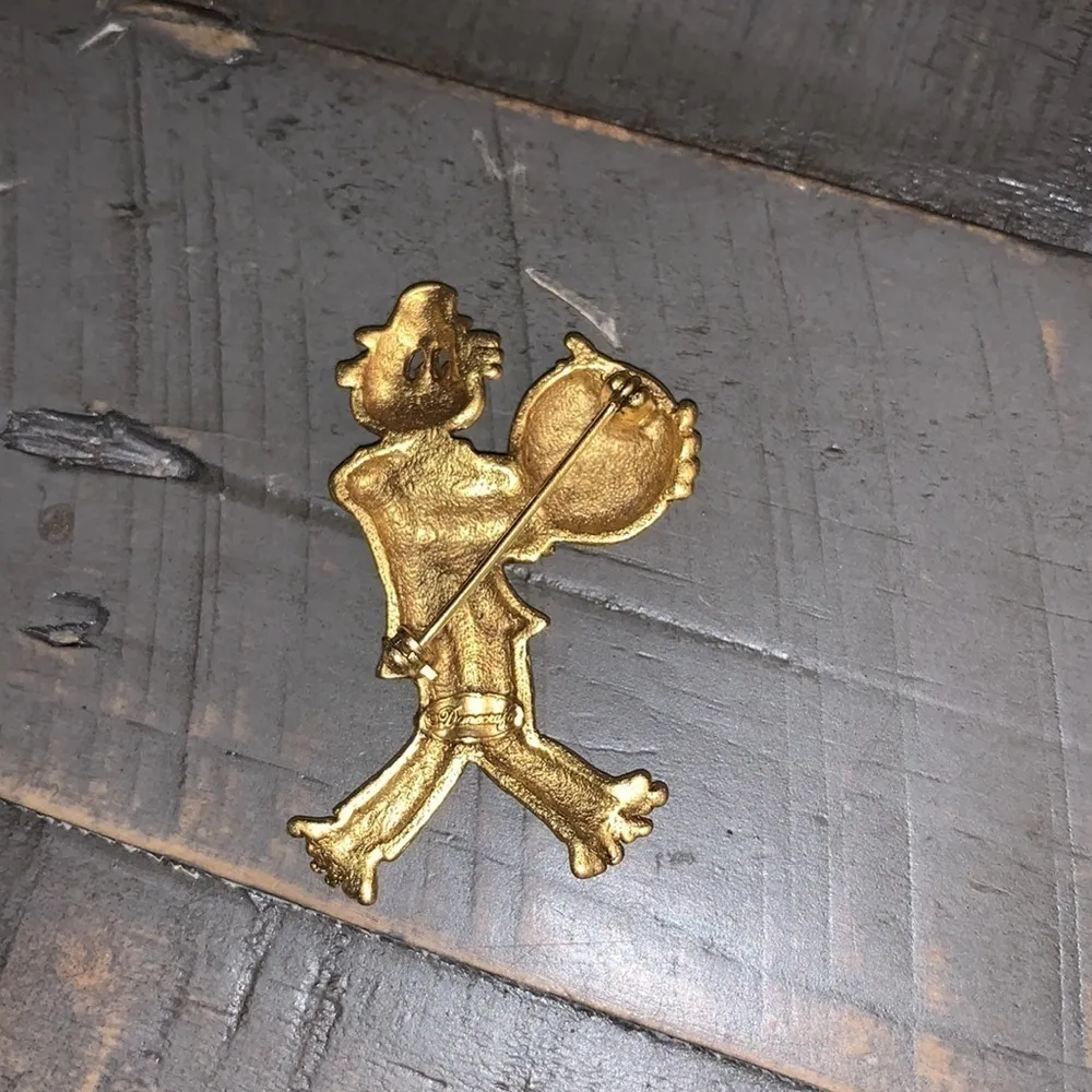 Danecraft Gold Tone Fall Scarecrow w\ Enamel Pumpkin - Image 3