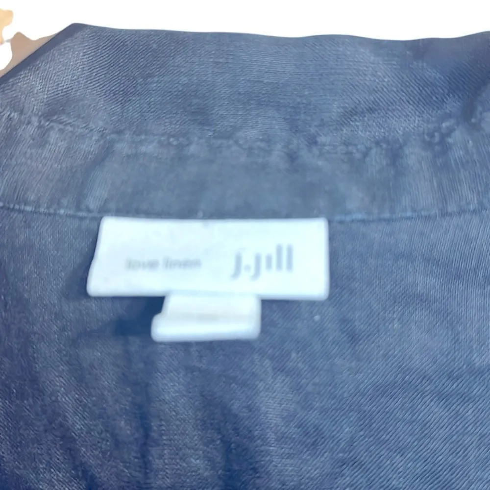 J Jill Love Linen Tunic Button Down Shirt XL Navy Blue - Image 3