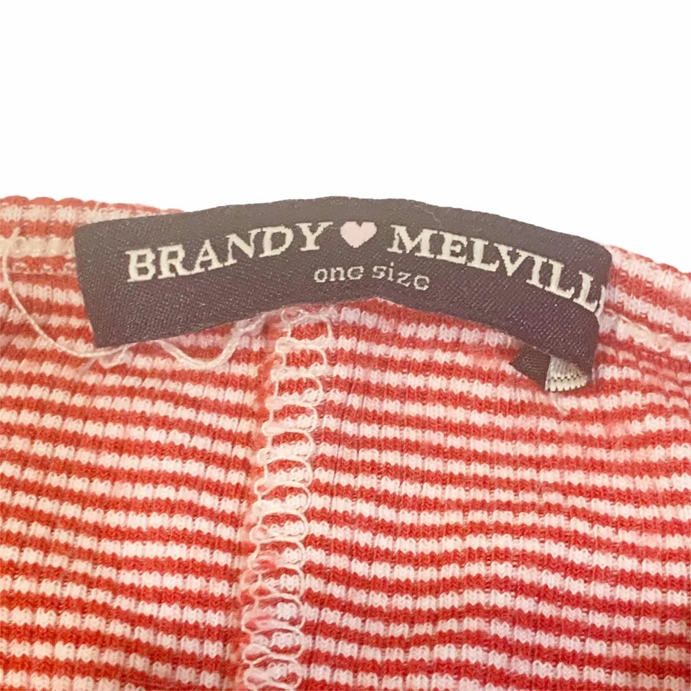 Brandy Melville One Size Red Ribbed Striped Cotton Halter Sleeveless Top - Image 3