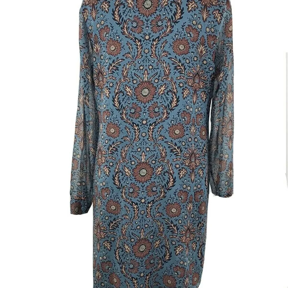 COPY - Cabi # 3295 Provincial Floral Shift Dress Womens Size Sm Blue Brown Shee… - Image 5