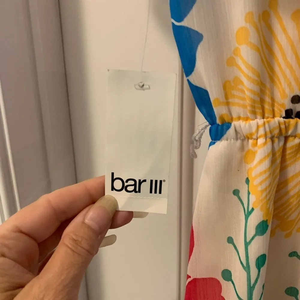 Bar III Macy’s Floral Summer Dress Loose Elastic Waist Size Large Lined NWT - Image 7