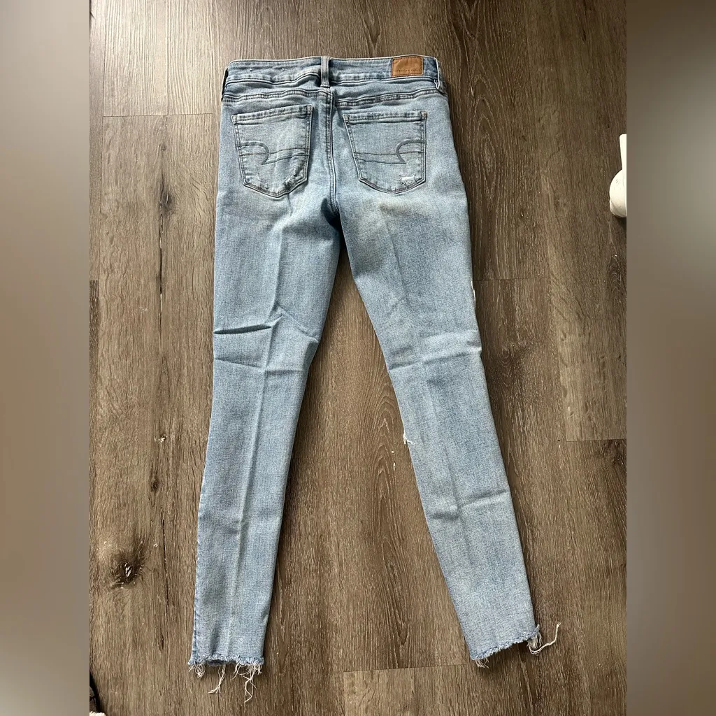 American Eagle Outfitters Light Blue Distressed Skinny Jeans - Image 3