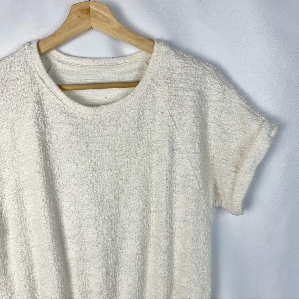 Lou & Grey Cream Tweedknit Short Sleeve Drawstring Mini Dress S - Image 5