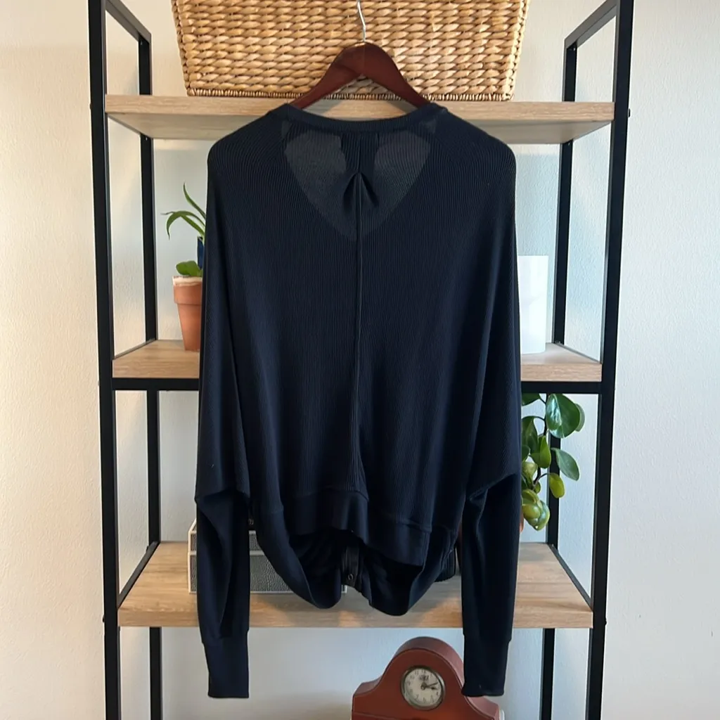 Feel The Piece Terre Jacobs Waffle Knit Modal Thermal Dolman Sleeve Cardigan Top - Image 5