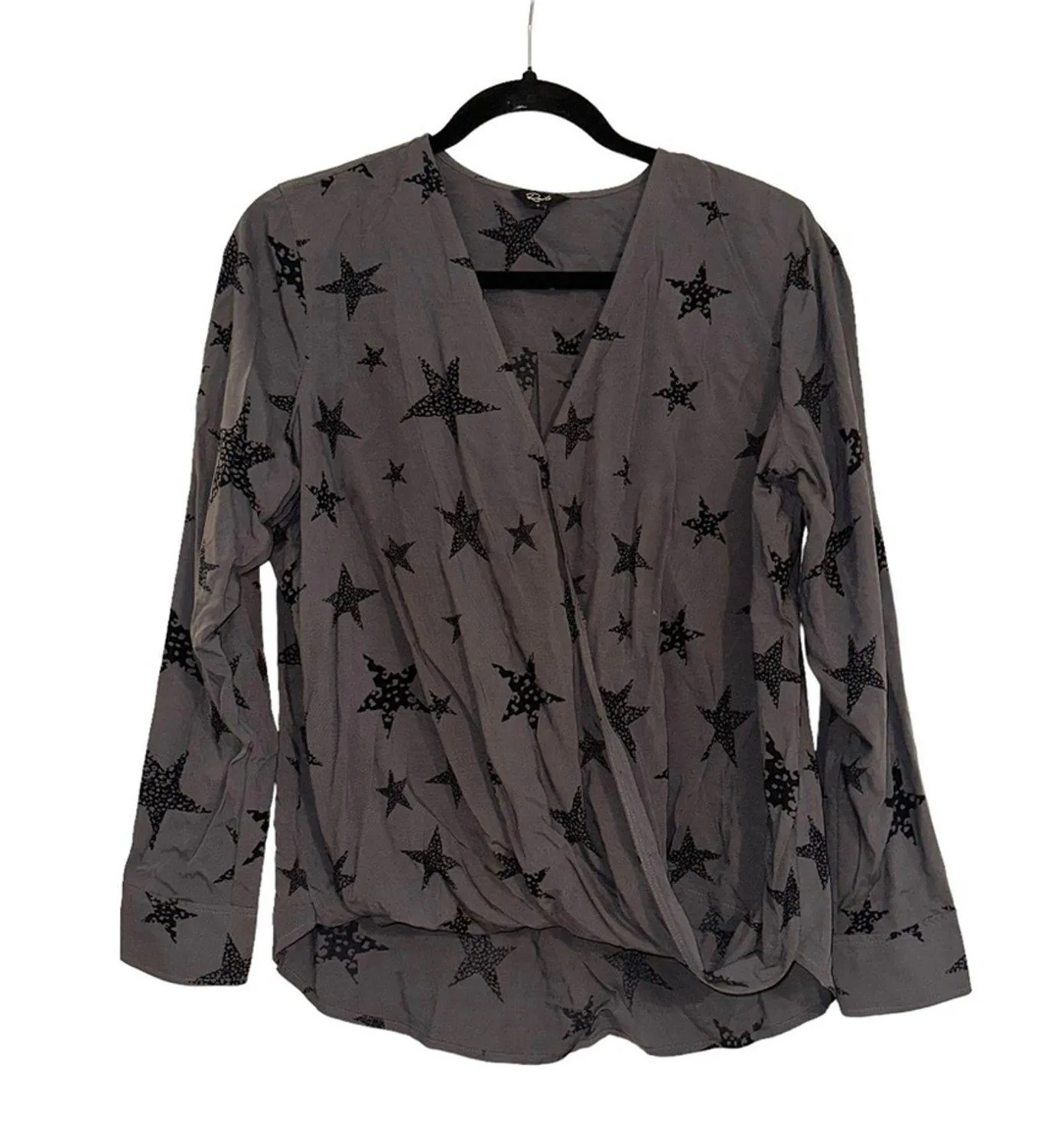 NWOT Rails Hillary Charcoal Cheetah Stars Print Long Sleeve Top SMALL - Image 3