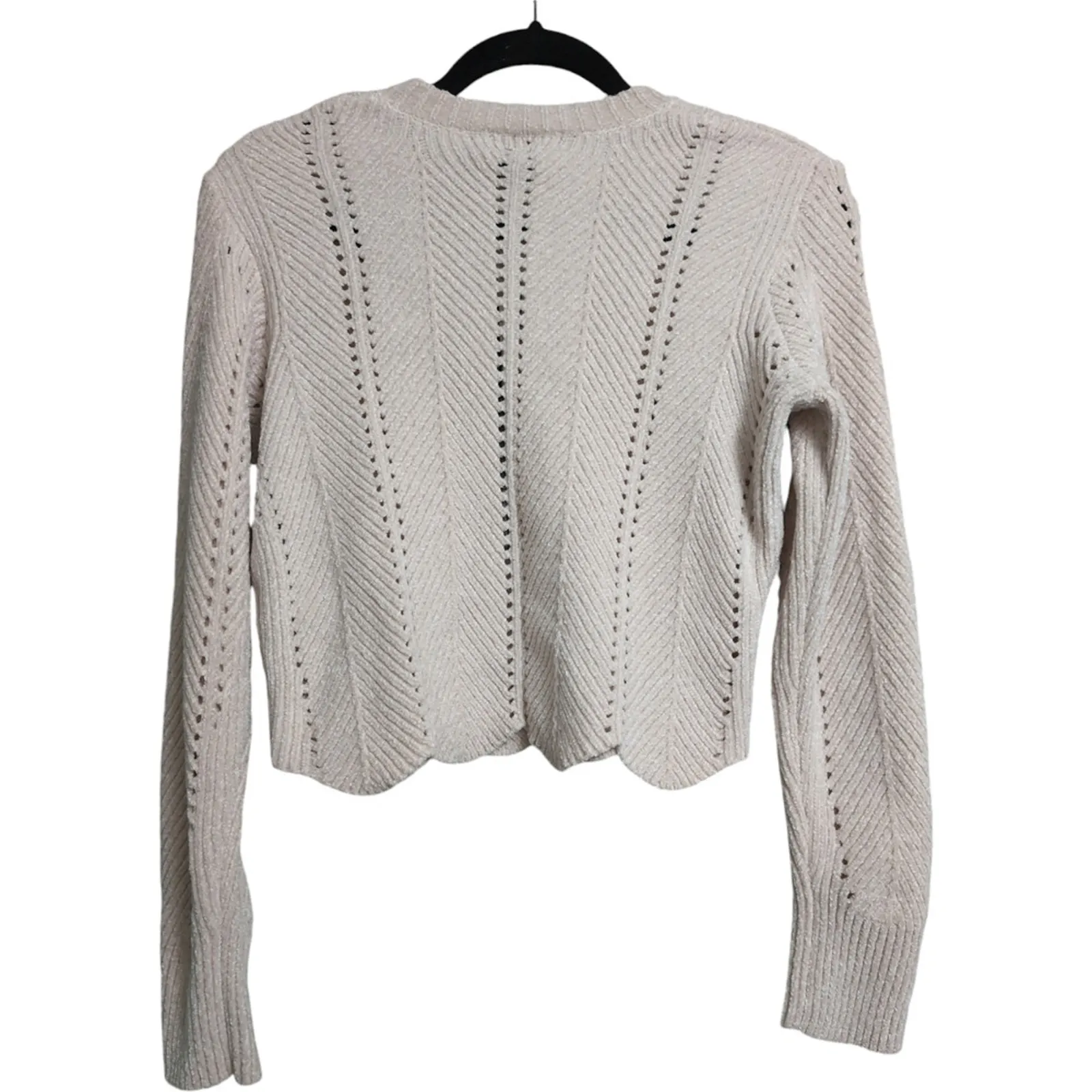 NWT Michael Stars Lakin Cropped Chevron Pullover Sweater XSP Nude Chenille - Image 3