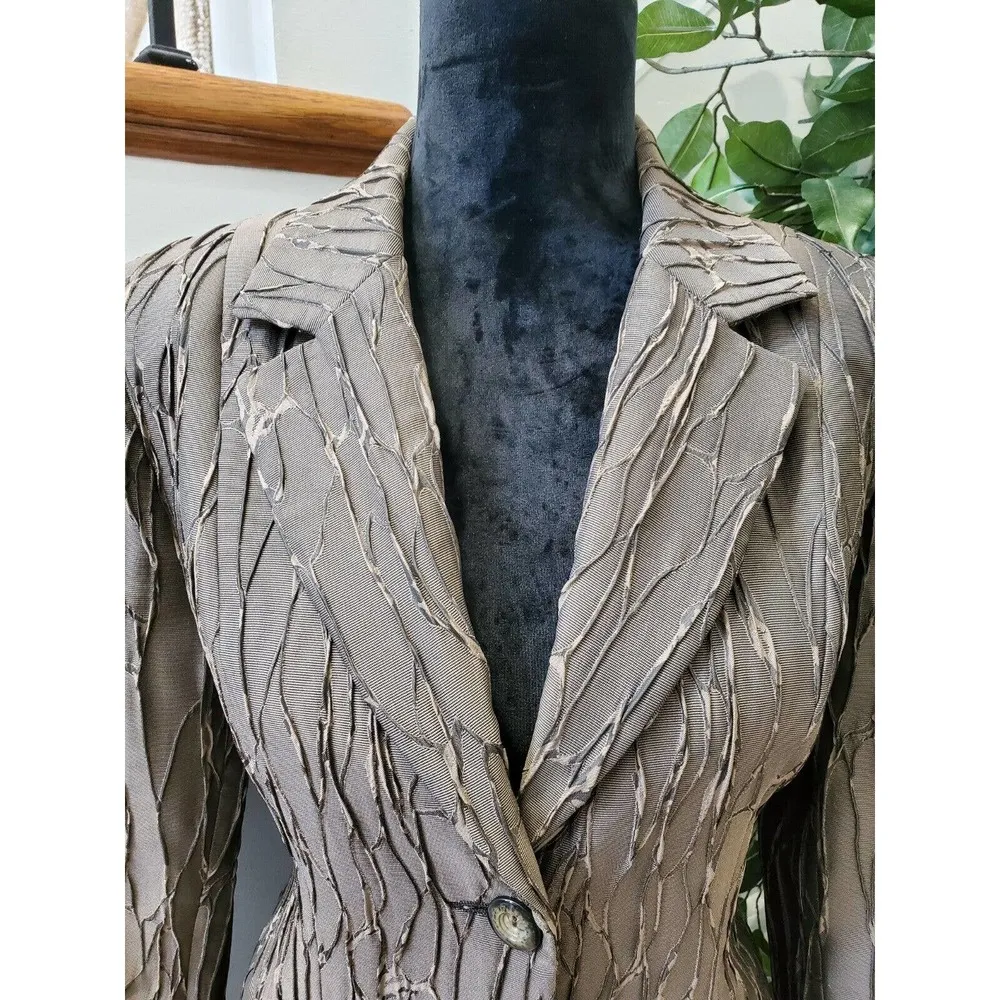 Vintage Serge Dana Brown Polyester Long Sleeve Single Breasted Fitted Blazer 40 - Image 2