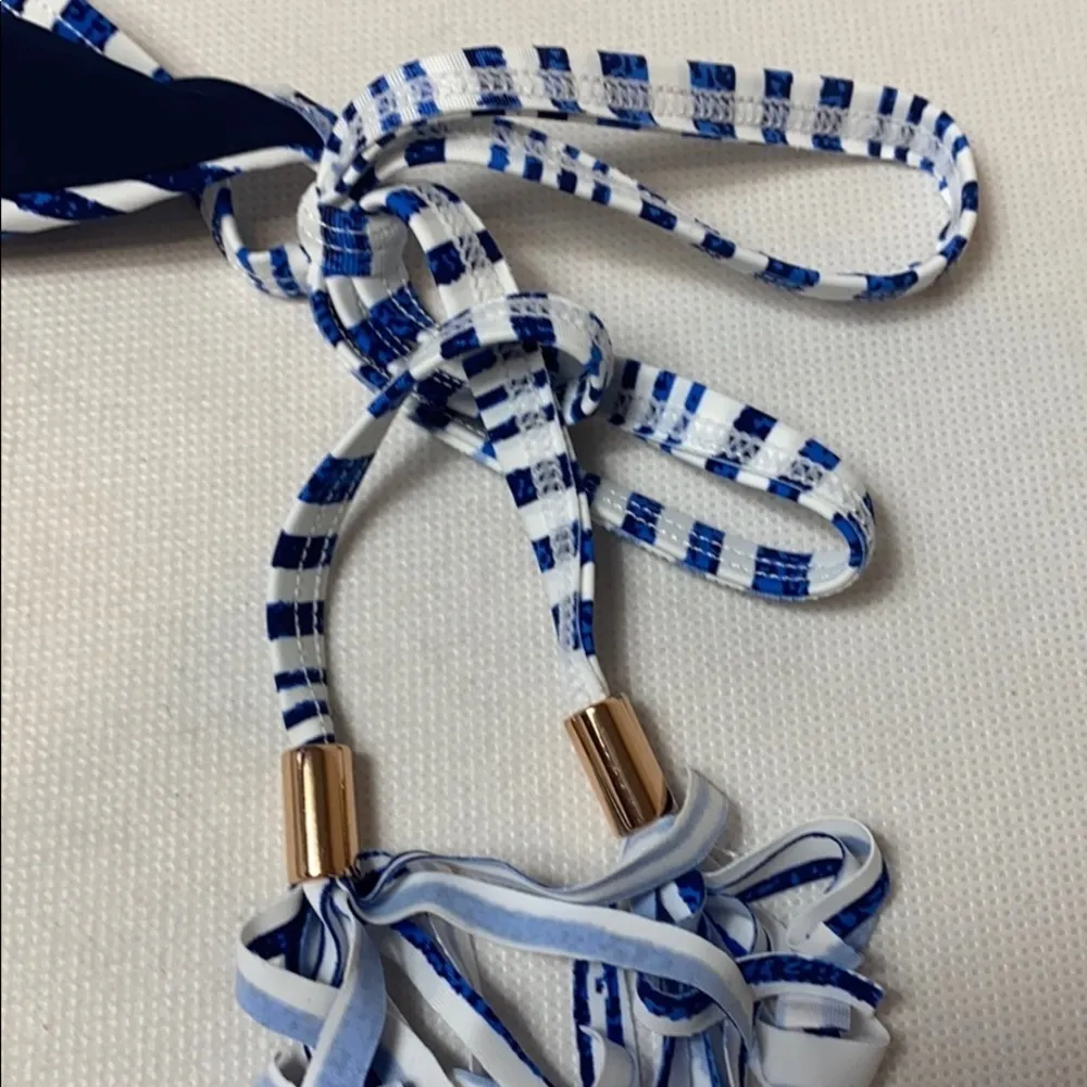 Tart Collections Quinn blue stripe halter string bikini set medium - Image 4