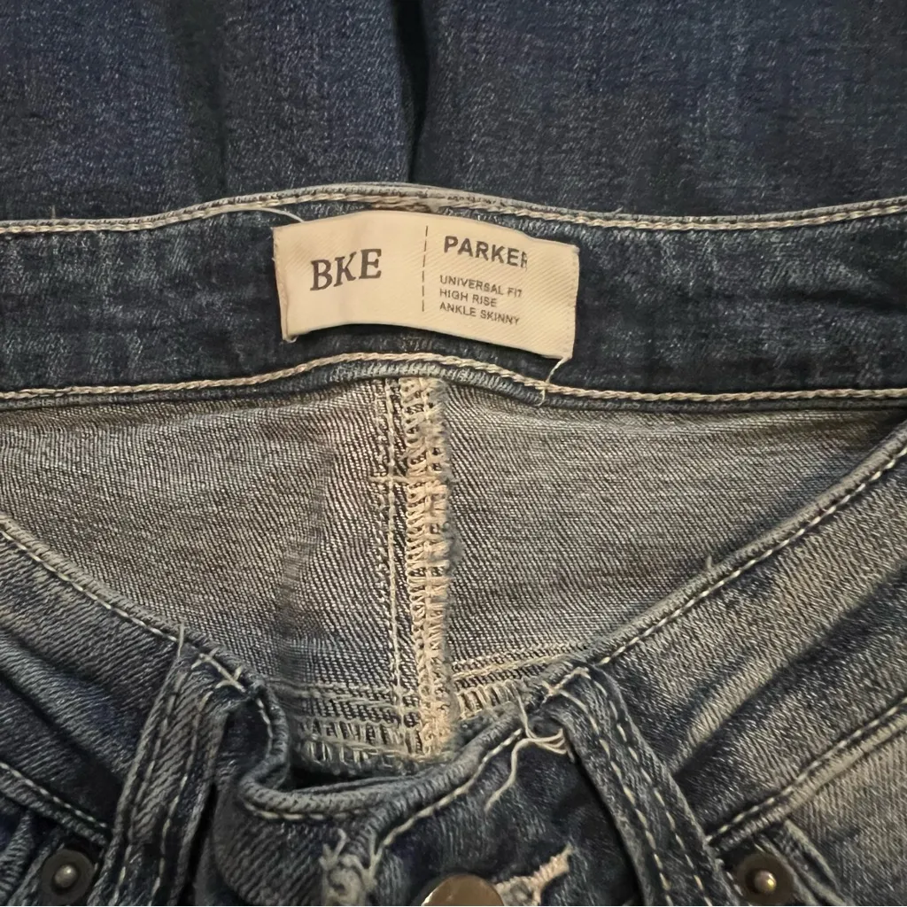BKE Parker Skinny Jeans Womens size 24 Blue Denim High Rise Distressed Preppy - Image 4