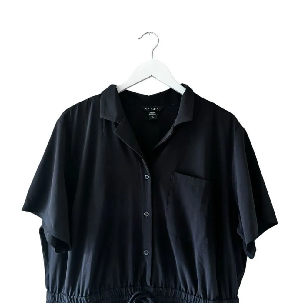 ATHLETA Avenue One Piece Short Romper Women's Black Sz XL # 2412 - Image 2