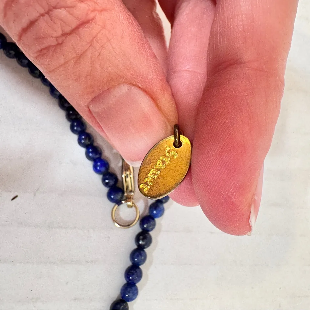 Stauer Lapis Lazuli Beaded Gold Tone Set Necklace Bracelet Earrings Vintage Blue - Image 4